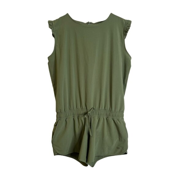 Albion Fit Green Ruffle Trimmed Sprinter Shorts Romper Size Large Athleisure - Picture 1 of 4